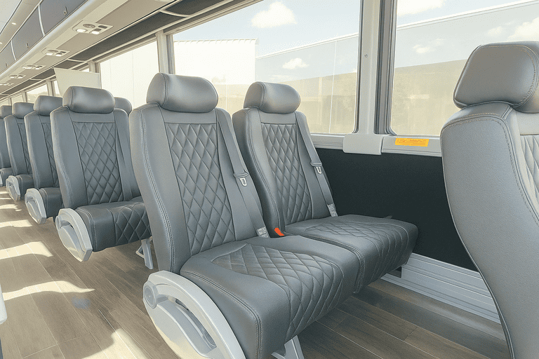 interior of Miramar Minibus Company charter bus