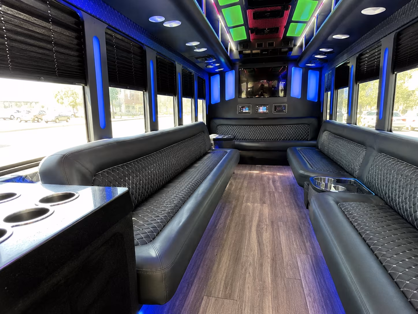 miramar 15 passenger party bus inside