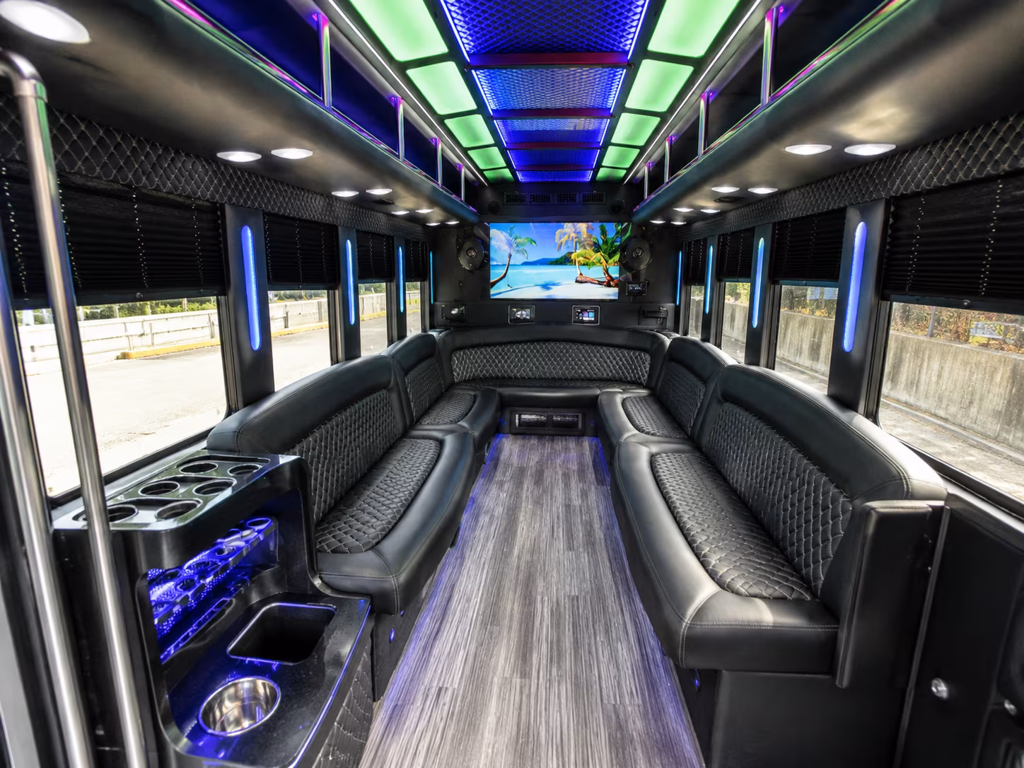 miramar 18 passenger party bus inside