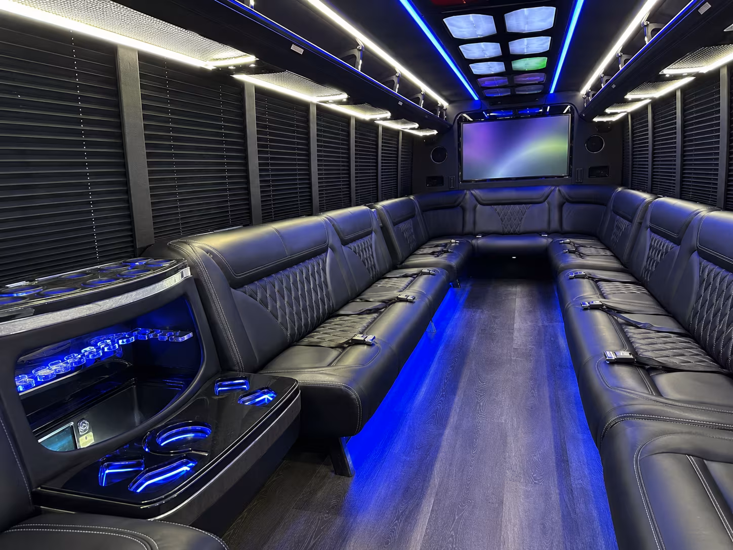 miramar 20 passenger party bus inside