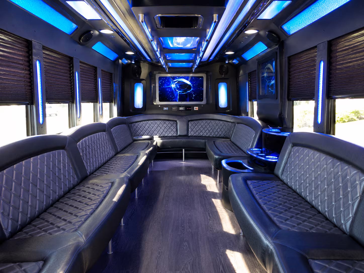 miramar 28 passenger party bus inside