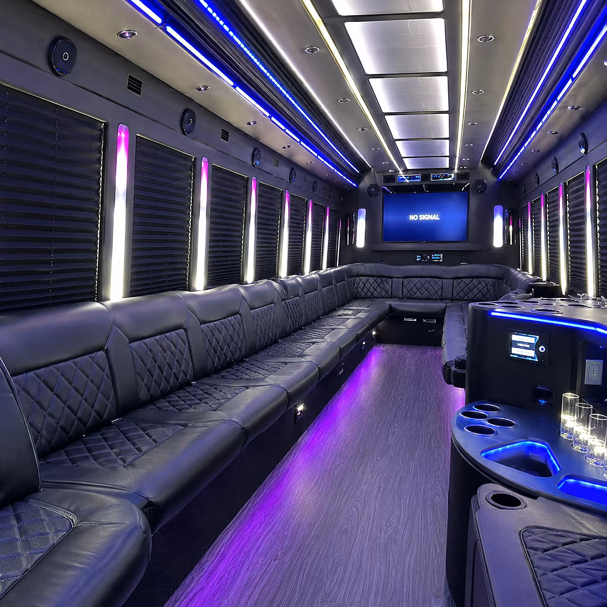 miramar 30 passenger party bus inside